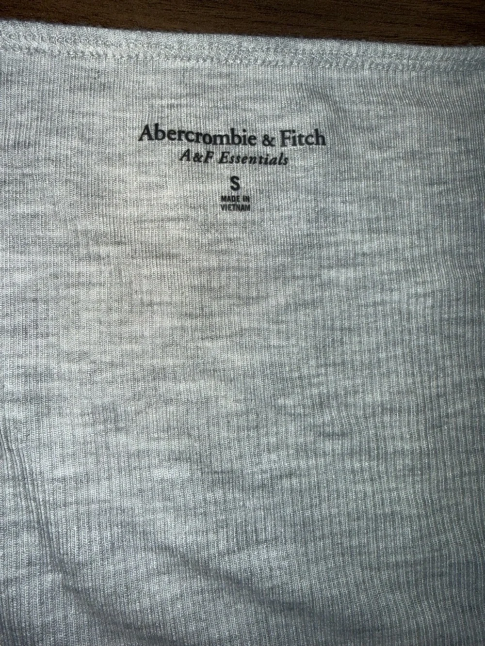 Abercrombie A&F Essentials Ribbed Square Neck Tee Gray Short Sleeve Tuckable S - Picture 3 of 7